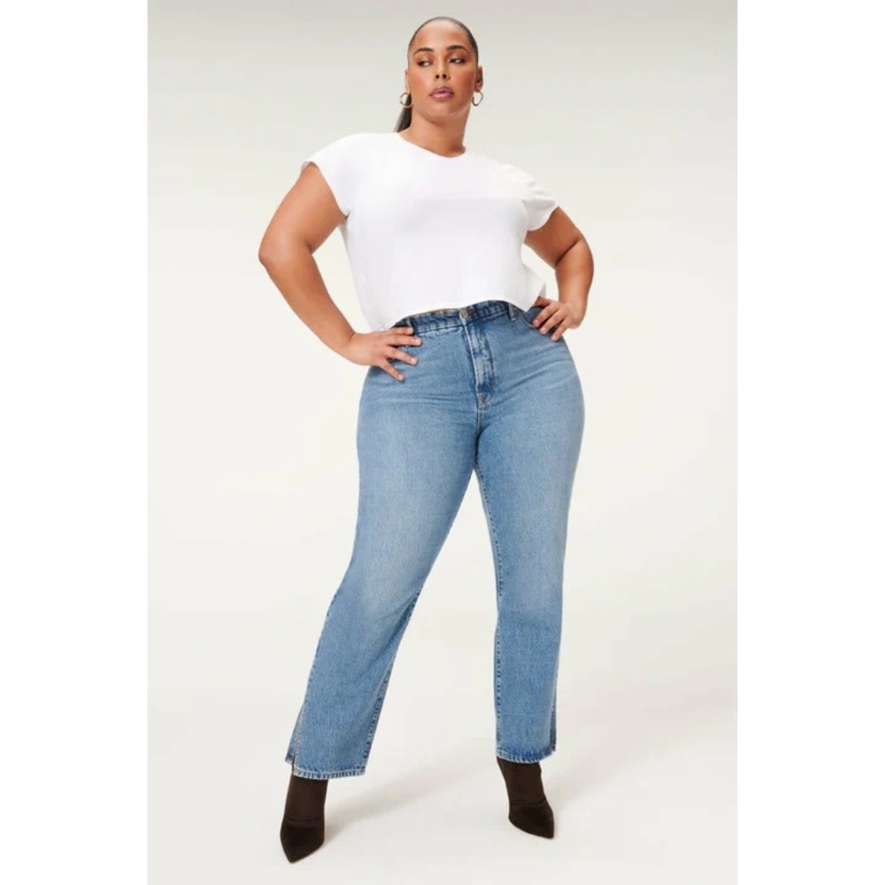 Good American Good Boy High Waist Distressed Nonstretch Jeans Women's Size 10